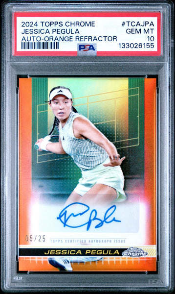 2024 Topps Chrome Tennis Orange /25 Jessica Pegula RC Auto PSA 10
