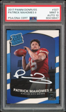 2017 Panini Donruss Rated Rookie Patrick Mahomes RC White Ink PSA 9/10 Auto