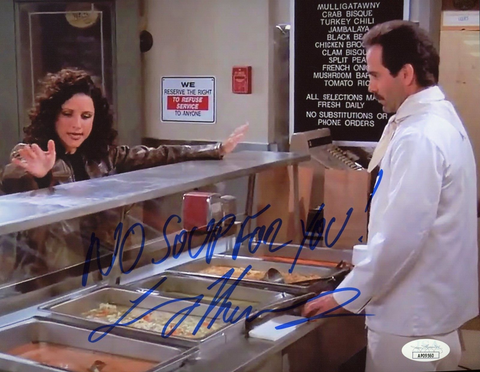 Larry Thomas Seinfeld Soup Nazi w/ Elaine "No Soup For You!" Signed 8x10 JSA