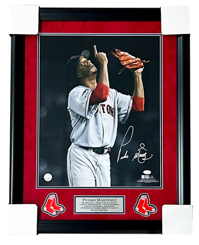 Pedro Martinez Red Sox Signed 2004 World Series 16x20 Matted & Framed Photo JSA