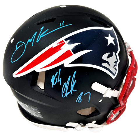Rob Gronkowski Julian Edelman Patriots Dual Signed Black Authentic Helmet JSA
