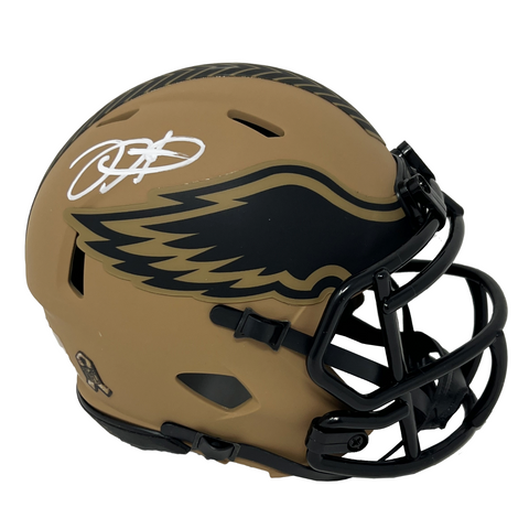 Jalen Hurts Philadelphia Eagles Signed Riddell Salute to Service Mini Helmet BAS