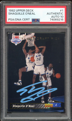 1992 Upper Deck #1 Shaquille O'Neal RC Rookie Magic PSA/DNA Authentic Auto 10