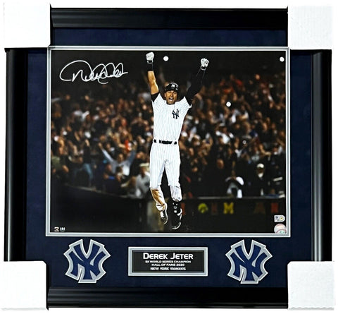 Derek Jeter Yankees Signed Walk Off Hit 16x20 Matted & Framed Photo MLB