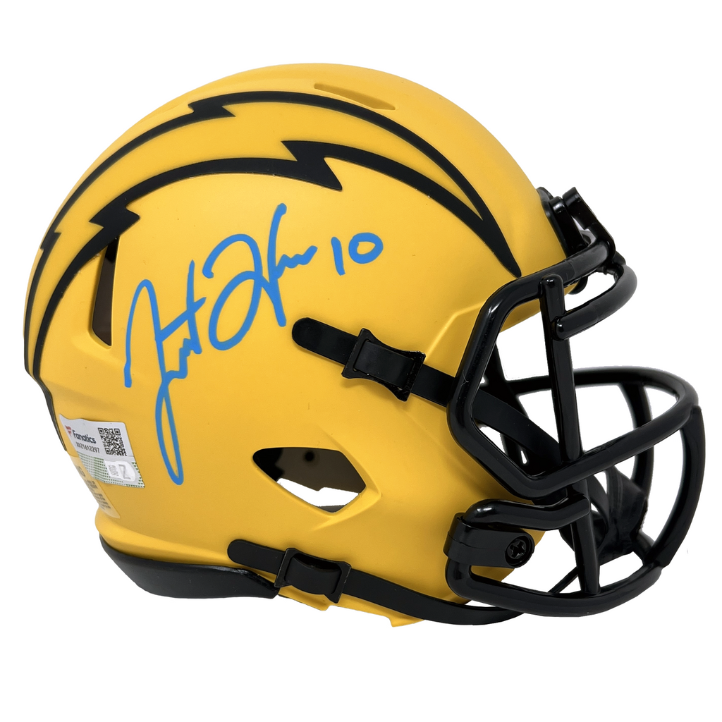 chargers mini football helmet Justin Herbert Los Angeles Chargers Signed Riddell Rave Mini Helmet Fa – Diamond Legends Online