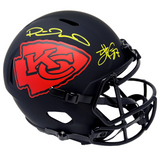 Patrick Mahomes Travis Kelce Chiefs Signed Eclipse Replica Helmet BAS