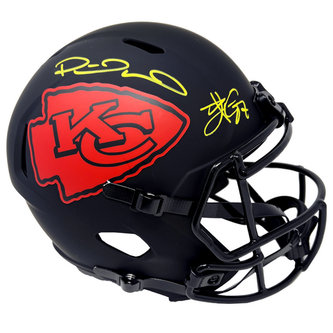 Patrick Mahomes Travis Kelce Chiefs Signed Eclipse Replica Helmet BAS