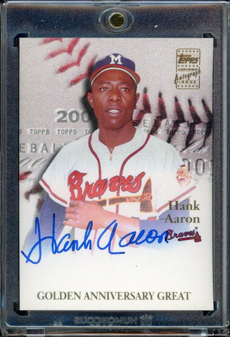 2001 Topps Golden Anniversary Great Hank Aaron On Card Auto Autograph #GAA-HA