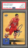 2009 Upper Deck #234 Stephen Curry RC Rookie On Card PSA 9/10 Auto MINT Warriors