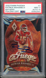 2020 Panini Phoenix En Fuego Die-Cut #2 Patrick Mahomes PSA 9/10 Auto MINT