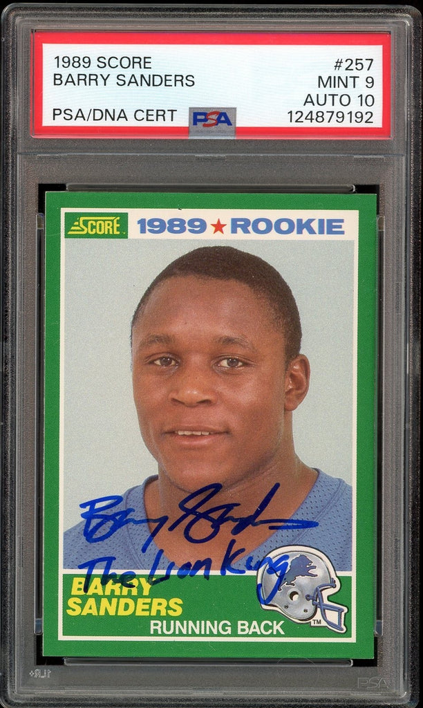 1989 Score #257 Barry Sanders RC THE LION KING Inscribed On Card