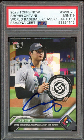 2023 Topps Now World Baseball Shohei Ohtani On Card PSA/DNA 9/10 Auto MINT