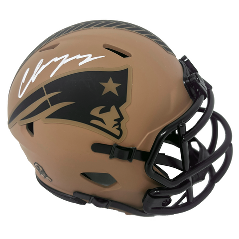 Christian Gonzalez Patriots Signed 2023 Salute to Service Mini Helmet BAS