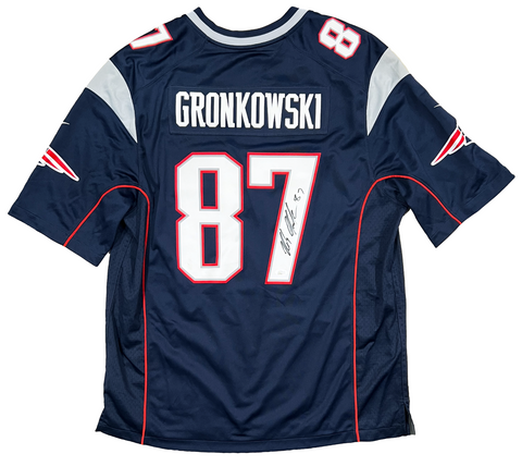 Rob Gronkowski New England Patriots Signed Navy Nike Game Jersey JSA