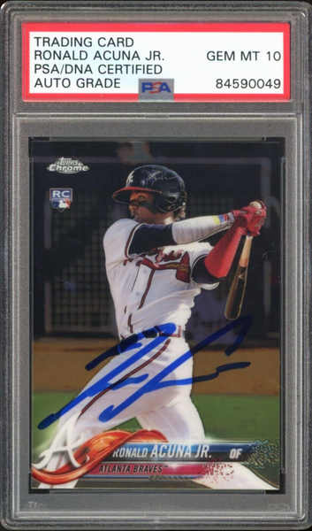 2018 popular Ronald Acuna Jr. Rookie (RC) Topps Chrome #193 PSA GEM MINT 10