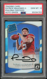 2017 Donruss Optic Rated Rookie Holo Patrick Mahomes RC PSA/DNA Auto GEM MINT 10