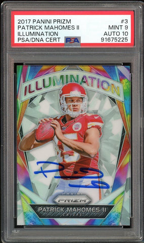 2017 Panini Prizm Illumination #3 Patrick Mahomes RC Rookie PSA 9/10 Auto MINT