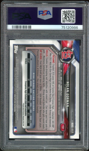 2018 Bowman Chrome Refractor Nolan Gorman RC Red Ink PSA 10/10 Auto GE –  Diamond Legends Online