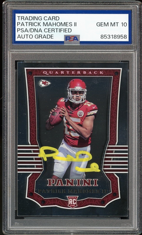 2017 Panini Shining Armor Patrick Mahomes RC On Card PSA/DNA Auto GEM MINT 10