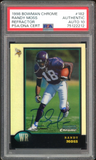 1998 Bowman Chrome Refractor #182 Randy Moss On Card PSA/DNA Authentic Auto 10