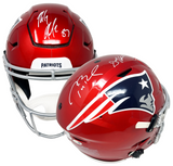 Tom Brady Gronkowski Edelman Signed Patriots Flash Flex Helmet Fanatics JSA0