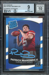 2017 Panini Donruss Rated Rookie Patrick Mahomes RC Blue Ink BGS 9/10 Auto MINT