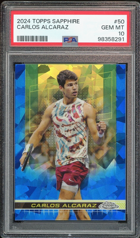 2024 Topps Chrome Sapphire Tennis #50 Carlos Alcaraz RC Rookie PSA 10 GEM MINT