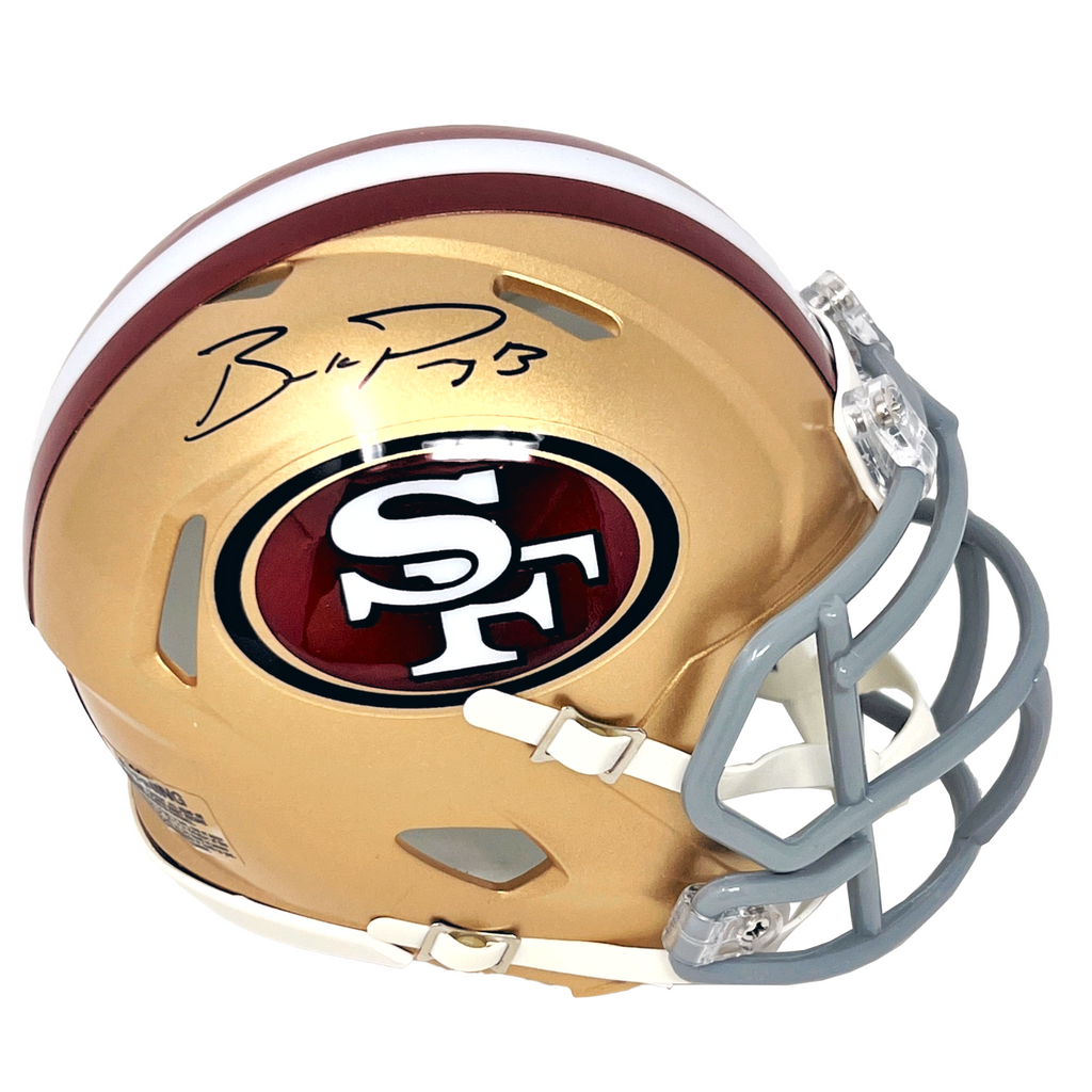 49ers football mini helmet Brock Purdy San Francisco 49ers Signed Riddell Speed Mini Helmet Fanat – Diamond Legends Online