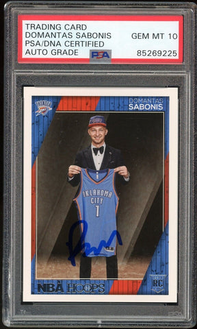 2016 Panini NBA Hoops #271 Domantas Sabonis RC On Card PSA/DNA Auto GEM MINT 10