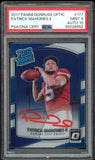 2017 Donruss Optic Rated Rookie Patrick Mahomes RC Red Ink On Card PSA 9/10 Auto