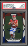 2017 Panini Prizm Red,White,Blue Patrick Mahomes RC Rookie Red Ink PSA 9/10 Auto