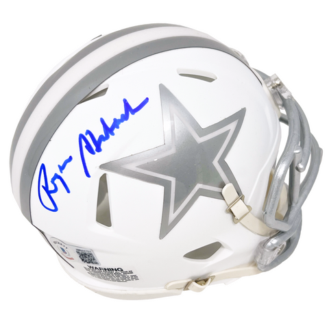 Roger Staubach Dallas Cowboys Signed Riddell Ice Mini Helmet BAS Beckett