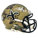 Drew Brees New Orleans Saints Signed Riddell Camo Mini Helmet BAS Beckett