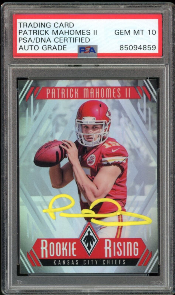 2017 Panini Phoenix Yellow Prime #18 Patrick Mahomes Signed Rookie Jersey  Patch Card (#14/25) - BGS GEM MINT 9.5/BGS 10 - Pop 3 on Goldin Auctions