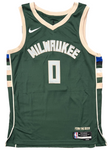 Damian Lillard Milwaukee Bucks Signed Hunter Green Nike Icon Swingman Jersey BAS