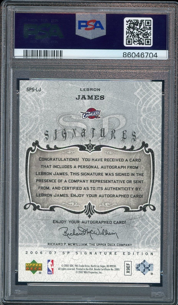 2006 SP Signature Signatures #SPSLJ Lebron James Auto PSA 9 MINT