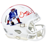 Julian Edelman New England Patriots Signed Riddell Throwback Mini Helmet JSA