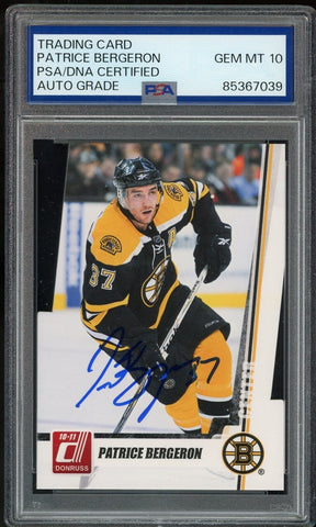 2010-11 Donruss Die-Cut #/30 Patrice Bergeron PSA/DNA Auto GEM MINT 10