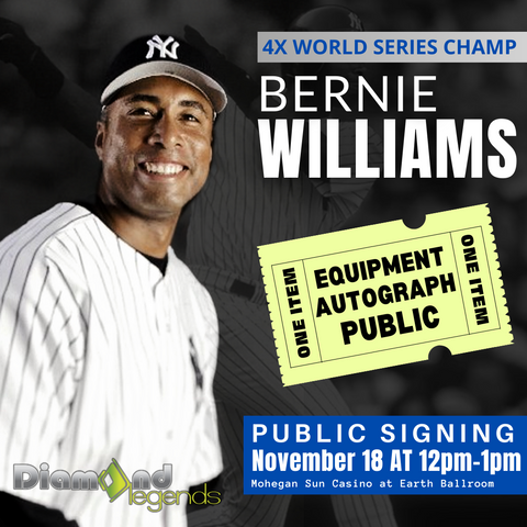 Bernie Williams Equipment Public Autograph Ticket