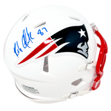 Rob Gronkowski New England Patriots Signed Riddell Flat White Mini Helmet JSA