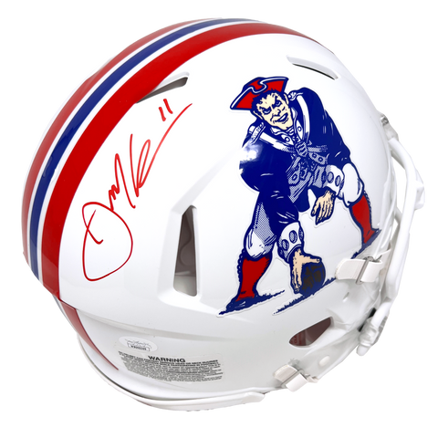 Julian Edelman Patriots Signed Riddell Throwback Authentic Helmet JSA