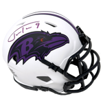 Justin Tucker Baltimore Ravens Signed Riddell Lunar Mini Helmet JSA