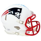 Julian Edelman New England Patriots Signed Riddell Flat White Mini Helmet JSA