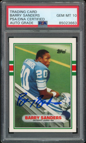 1989 Topps Traded #83T Barry Sanders RC Lions PSA/DNA Auto Grade GEM MINT 10