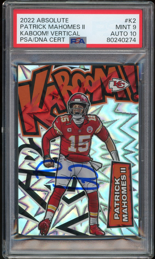2022 Panini Absolute KABOOM! #K2 Patrick Mahomes On Card PSA 9/10 MINT Diamond Legends Online 2022 Panini Absolute KABOOM! #K2 Patrick Mahomes On Card PSA 9/10 MINT Diamond Legends Online