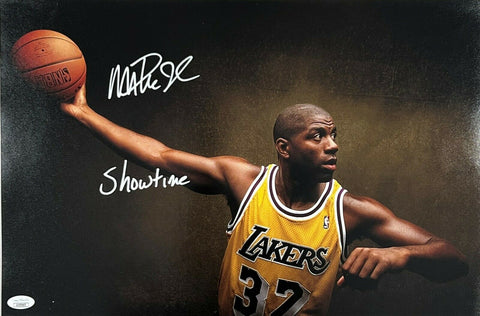 Magic Johnson Los Angeles Lakers Signed 12x18 Photo Showtime Insc JSA