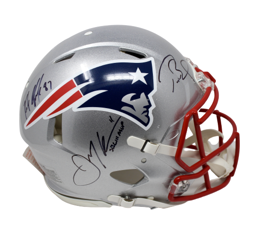 Autographed New England Patriots Tom Brady, Rob Gronkowski, Julian