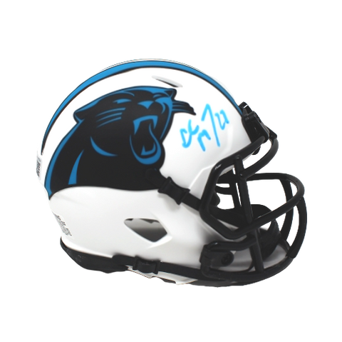 Christian McCaffrey Carolina Panthers Signed Autograph Lunar Mini Helmet BAS