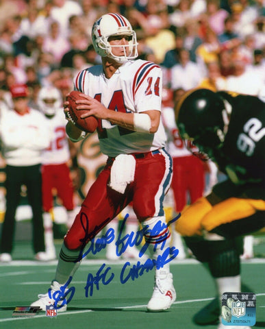 Steve Grogan New England Patriots Signed 8x10 Photo 85 AFC Champs Pat Alumni COA