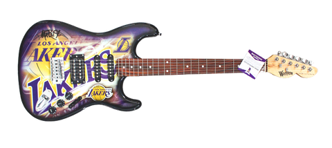 Magic Johnson Los Angles Lakers Signed Woodrow FS Authentic Electric Guitar BAS